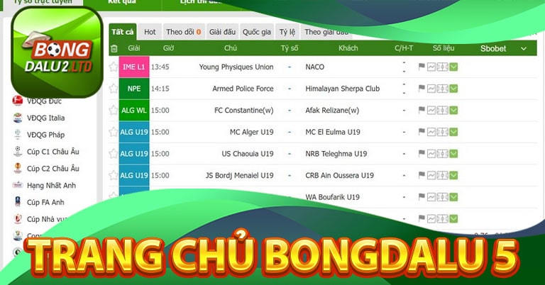 Tổng quan về trang chủ Bongdalu 5