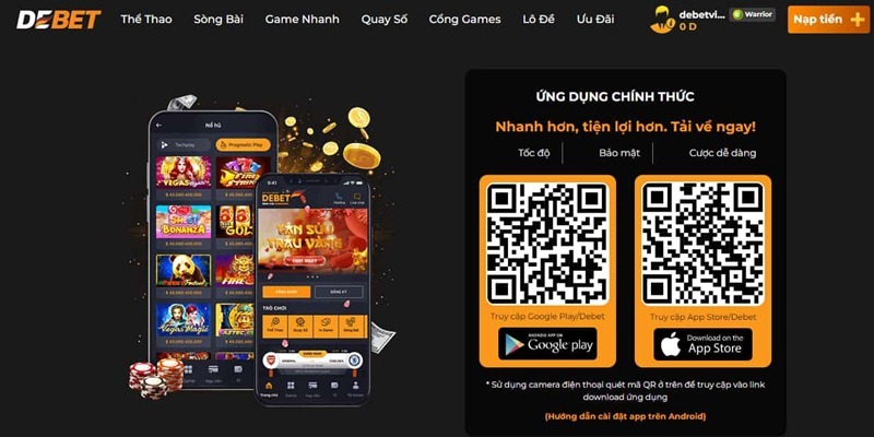 Hướng dẫn tải app Debet chi tiết trên điện thoại di động